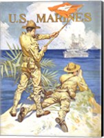 Framed WWI - Two Marines on the Beach