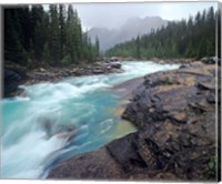 Framed Mistaya River in Banff National Park in Alberta, Canada
