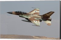 Framed F-16B Netz of the Israeli Air Force in flight over Israel