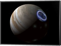 Framed Artist's concept of an aurora on Jupiter's north pole