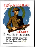 Framed American Infantryman Holding His Rifle