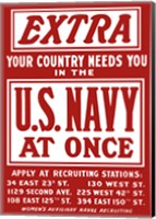 Framed U.S. Navy - Your Country Needs You