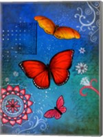 Framed Fluorescent Pink Butterfly