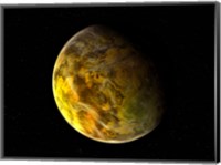 Framed Illustration of a Rocky and Variegated Extrasolar Planet, Gliese 581 C