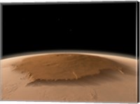 Framed Artist's Concept of the Northwest Side of the Olympus Mons volcano on Mars