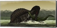 Framed Spinosaurus Catches a Young Stomatosuchus