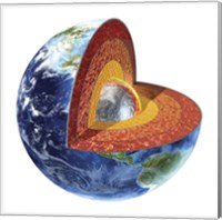 Framed Cross Section of Planet Earth Showing the Inner Core