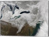 Framed Satellite View of a Large Nor'easter Snow Storm