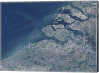 Framed Satellite view of the Belgium Coastline