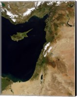 Framed Satellite View of Snow in Lebanon