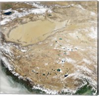 Framed Satellite View of the Tibetan Plateau
