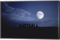 Framed Composite of the Moon over Stonehenge, Wiltshire, England