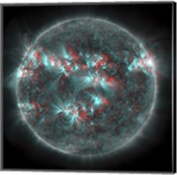 Framed Full Sun with lots of Sunspots and Active regions in 3D