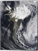 Framed Cloud of Ash from Iceland's Eyjafjallajokull Volcano Extends over the Ocean