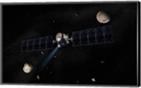 Framed Artist's Concept of the Dawn Spacecraft in Orbit around the Large Asteroid Vesta and the Dwarf Planet Ceres
