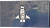 Framed Space Shuttle Atlanti Flying Above the Atlantic coast of Spain and the Gulf of Cadiz