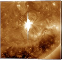 Framed Close-up view of a Massive X22 Solar Flare Erupts on the Sun