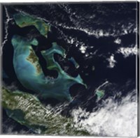 Framed Satellite view of the Bahama Islands in the Atlantic Ocean