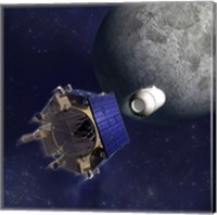 Framed Artist's Illustration of the Lunar Crater Observation and Sensing Satellite