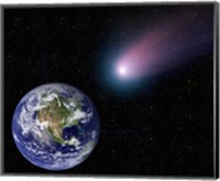 Framed Digital Composite of a Comet Heading Towards Earth