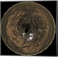 Framed Bird's-Eye View of Opportunity at Erebus on planet Mars