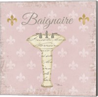 Framed 'Vintage Bath VII Fleur Pink' border=