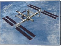 Framed Computer Generated view of the International Space Station against the Blue Sky