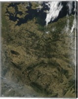 Framed Satellite view of North Central Europe