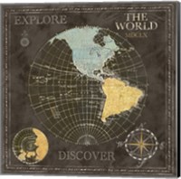 Framed Old World Journey Map Black I