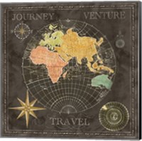 Framed Old World Journey Map Black II