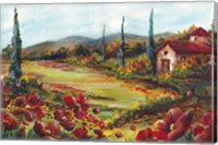 Framed Tuscan Poppy Landscape