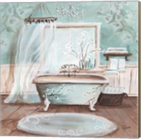 Framed Aqua Blossom Bath II