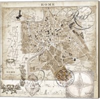 Framed Euro Map II - Rome
