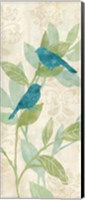 Framed Love Bird Patterns Turquoise Panel I