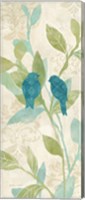 Framed Love Bird Patterns Turquoise Panel II