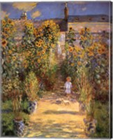 Framed Artist's Garden at Vetheuil with Boy, c.1880