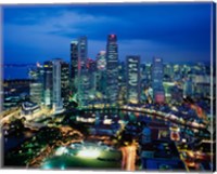 Framed Aerial View of Singapore at Night