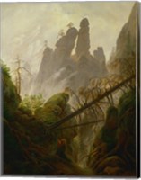 Framed Mountain Landscape (Felsenlandschaft im Elbsandsteingebirge), c 1822-1823