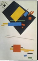 Framed Suprematist painting (with black trapezium and red square), 1915