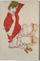 Framed Wally In Red Blouse With Raised Knees, 1913