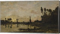 Framed Setting Sun Over The Oise, 1865