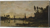 Framed Setting Sun Over The Oise, 1865