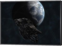Framed Asteroid in Front of Earth