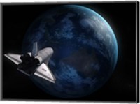 Framed Space Shuttle Against Earth