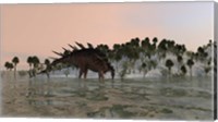 Framed Kentrosaurus Drinking