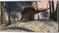 Framed Kentrosaurus Roaming in the Tropics