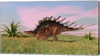 Framed Kentrosaurus Walking across Grasslands