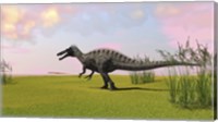 Framed Suchomimus Walking in Grass