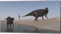 Framed Two Shuangmiaosaurus Dinosaurs