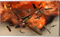 Framed German Heinkel Bomber Plane Exploding